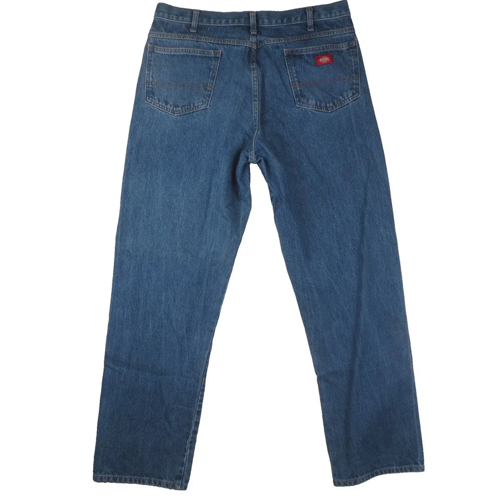 Dickies Jeans Mens 38x34 Blue Straight Leg Medium Wash Denim Workwear